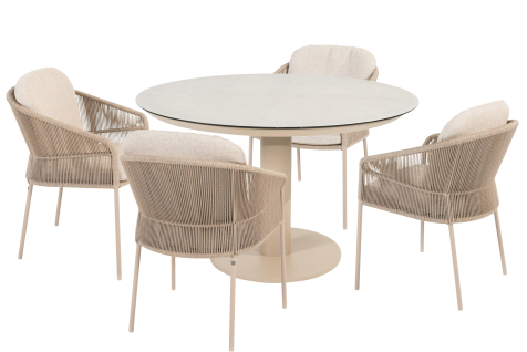  Taste Sarah Ceramic Effect Table 120cm + 4x Florence - Latte